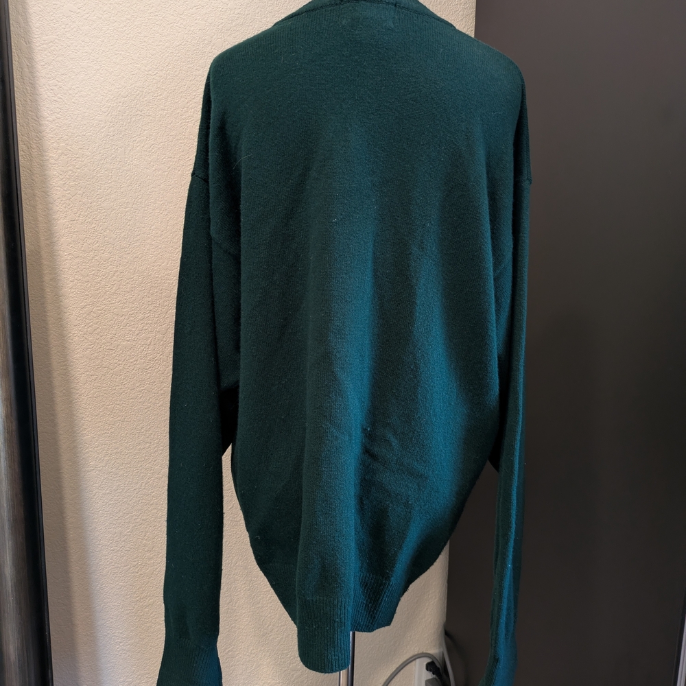 Pendleton 100% Lambswool V-Neck Sweater Green Siz… - image 4